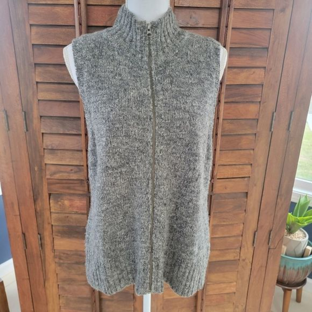 J.‎ Jill grey sweater vest zipper front size large petite